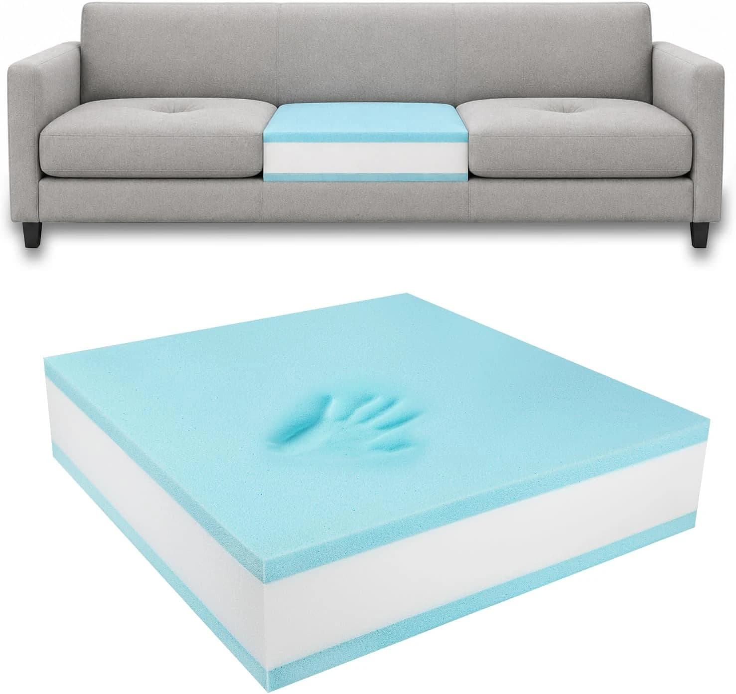 Couch Cushion Replacement,  3-Layer High-Density Memory Foam Insert for Sofa, Chair and Bench, Cuttable DIY Upholstery Foam, No Cover Included, image 1