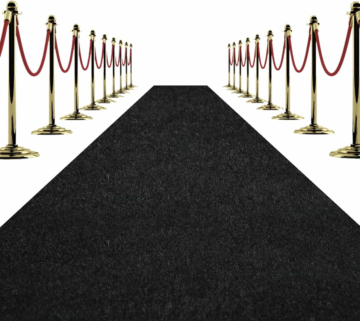 Extra Thick Black Carpet Runner,Non-Slip TPR Rubber Backing 450 GSM Non-Slip Waterproof Aisle Rug for Weddings, Parties, Events, Graduation & Award Events